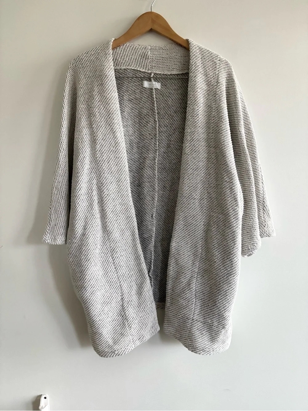 OAK + FORT Textured Open-Front Cardigan Light Gray - Picture 7 of 16